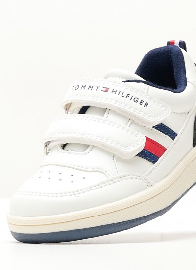 Παιδικά Παπούτσια Casual Sneaker.Girl Άσπρο Ύφασμα Tommy Hilfiger