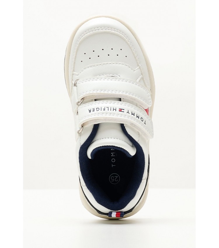 Kids Casual Shoes Stripes.Lowcut White ECOleather Tommy Hilfiger