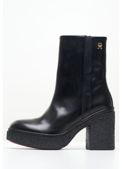 Women Boots Th.Crepe.Boot Black Leather Tommy Hilfiger