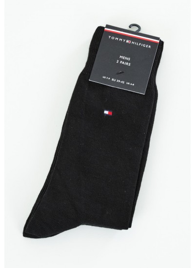 Ανδρικές Κάλτσες Th.Sock.2P Μαύρο Βαμβάκι Tommy Hilfiger