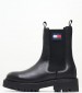 Women Boots Urban.Chelsea Black Leather Tommy Hilfiger