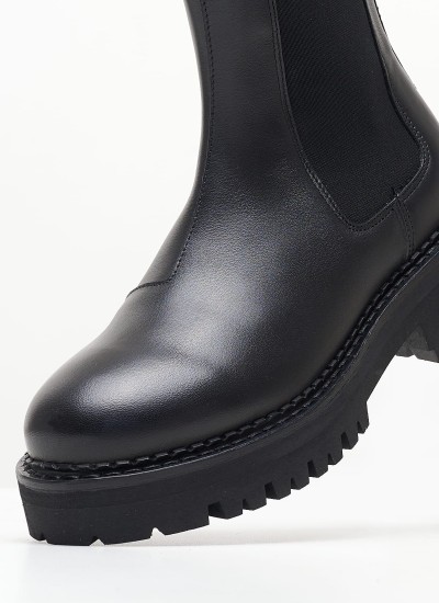 Women Boots Urban.Chelsea Black Leather Tommy Hilfiger