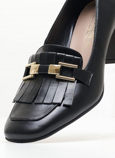 Women Sandals 1039 Black Leather Mortoglou