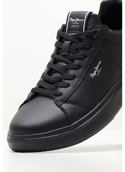 Men Casual Shoes Eaton.Basic.2 Black Leather Pepe Jeans