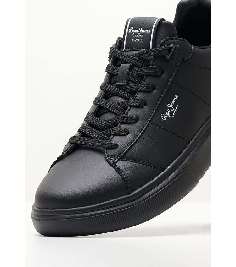 Men Casual Shoes Eaton.Basic.2 Black Leather Pepe Jeans