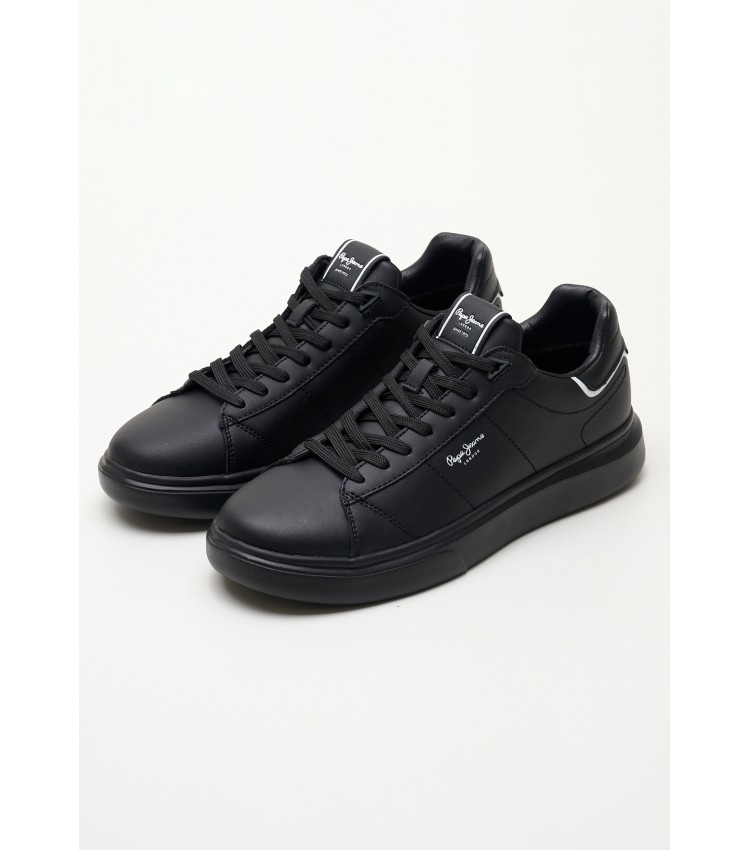 Men Casual Shoes Eaton.Basic.2 Black Leather Pepe Jeans