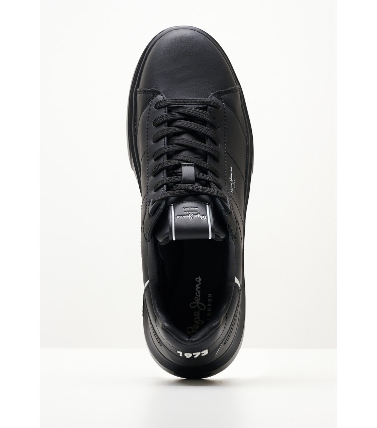 Men Casual Shoes Eaton.Basic.2 Black Leather Pepe Jeans