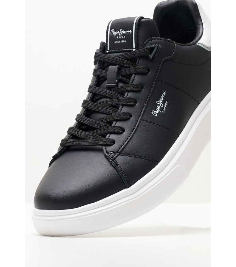 Men Casual Shoes Eaton.Basic Black Leather Pepe Jeans