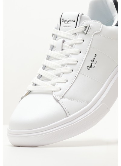 Ανδρικά Παπούτσια Casual Eaton.Basic Άσπρο Δέρμα Pepe Jeans