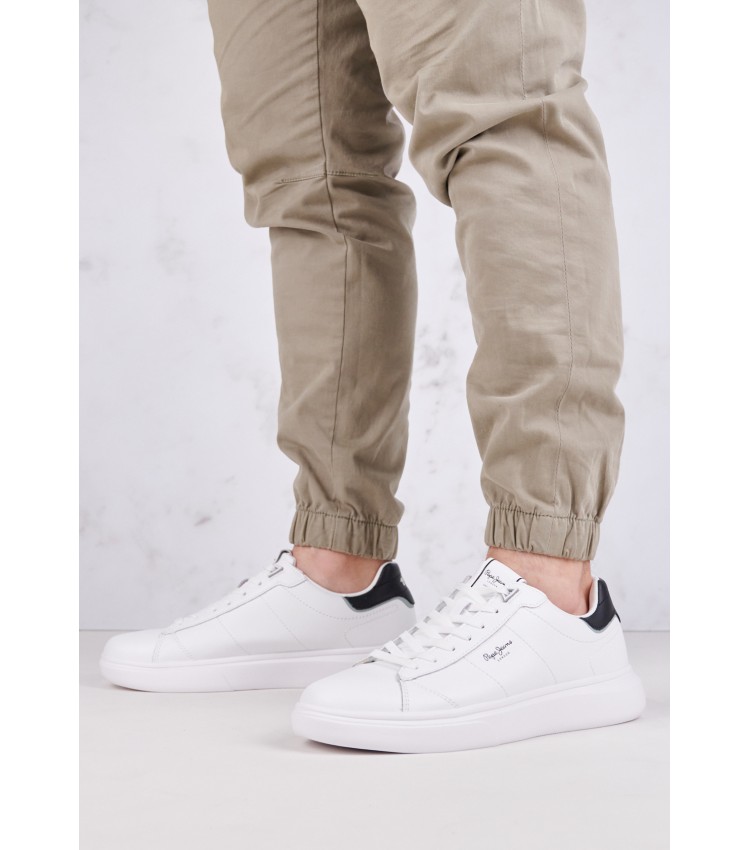 Men Casual Shoes Eaton.Basic White Leather Pepe Jeans