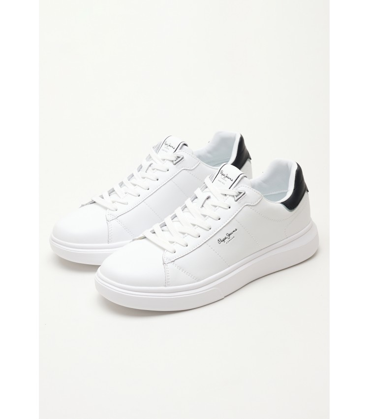Men Casual Shoes Eaton.Basic White Leather Pepe Jeans