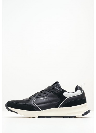 Men Casual Shoes Joy.Leather Black Leather Pepe Jeans