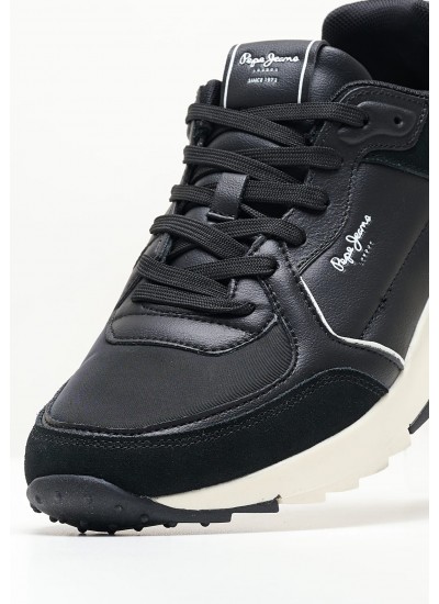 Men Casual Shoes Joy.Leather Black Leather Pepe Jeans