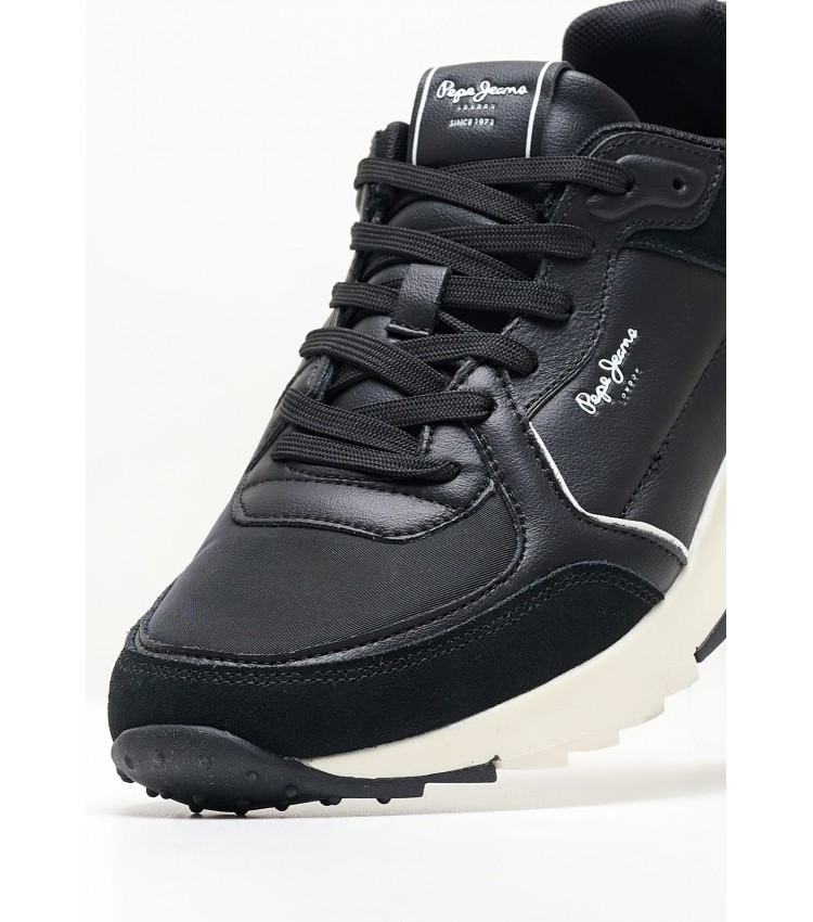 Men Casual Shoes Joy.Leather Black Leather Pepe Jeans