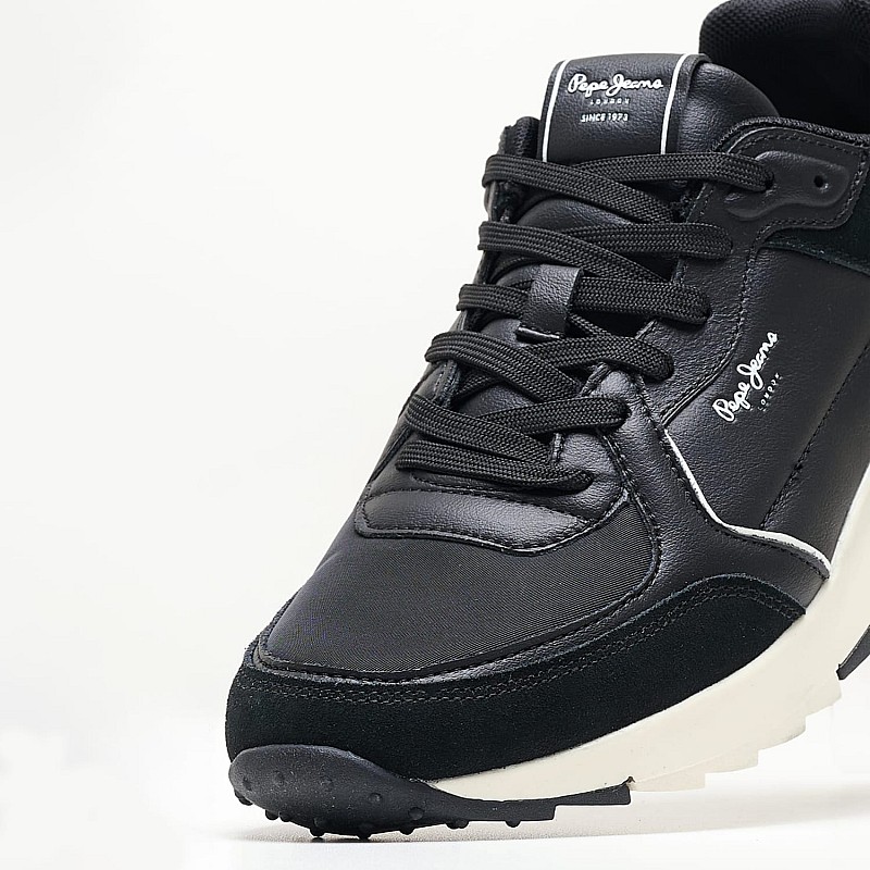 Men Casual Shoes Joy.Leather Black Leather Pepe Jeans