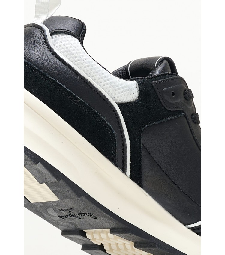 Men Casual Shoes Joy.Leather Black Leather Pepe Jeans