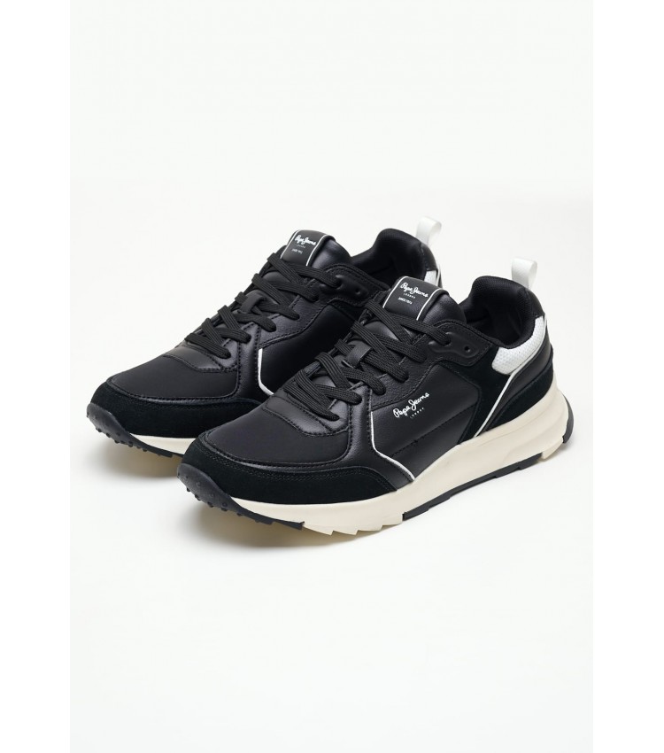 Men Casual Shoes Joy.Leather Black Leather Pepe Jeans