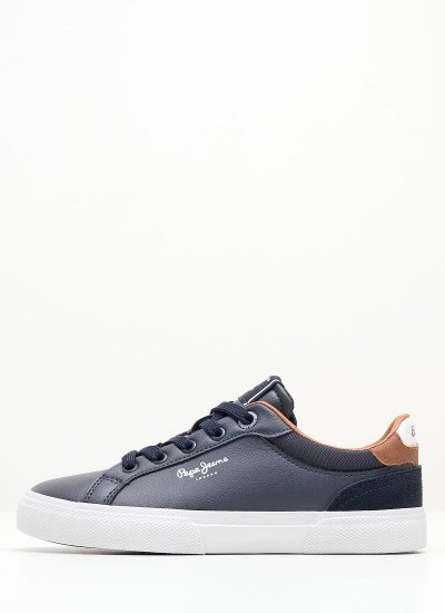 Kids Casual Shoes Kenton.Court.Boy Blue Leather Pepe Jeans