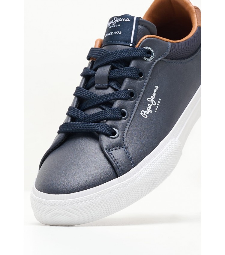 Kids Casual Shoes Kenton.Court.Boy Blue Leather Pepe Jeans