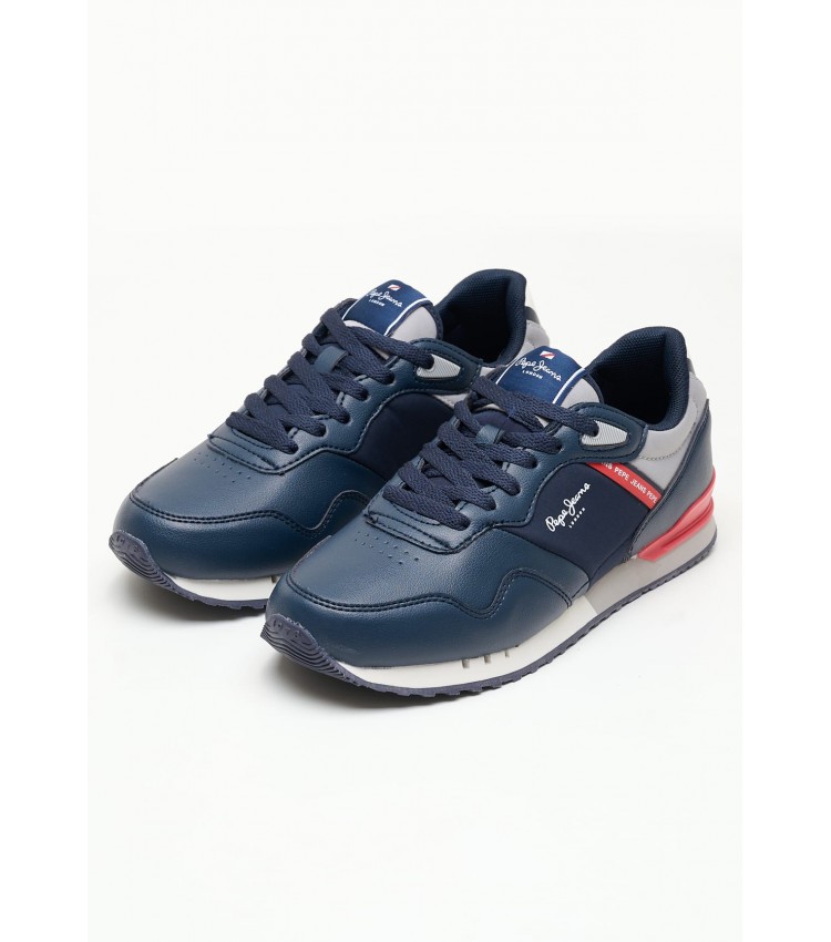 Kids Casual Shoes London.Bright24 Blue Leather Pepe Jeans