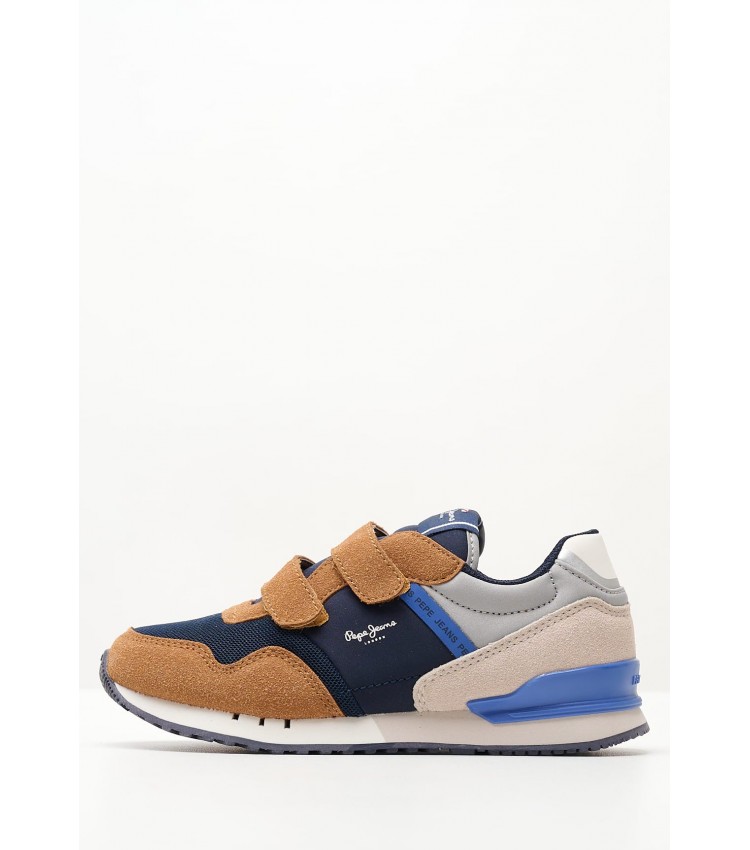 Kids Casual Shoes London.Forest Blue ECOsuede Pepe Jeans