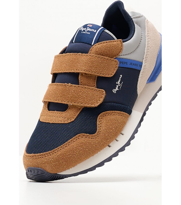 Kids Casual Shoes London.Forest Blue ECOsuede Pepe Jeans