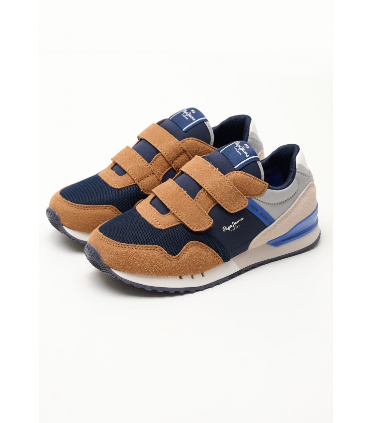 Kids Casual Shoes London.Forest Blue ECOsuede Pepe Jeans