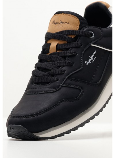 Men Casual Shoes London.Street Black ECOleather Pepe Jeans