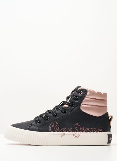 Παιδικά Μποτάκια Ottis.Padded Μαύρο ECOleather Pepe Jeans