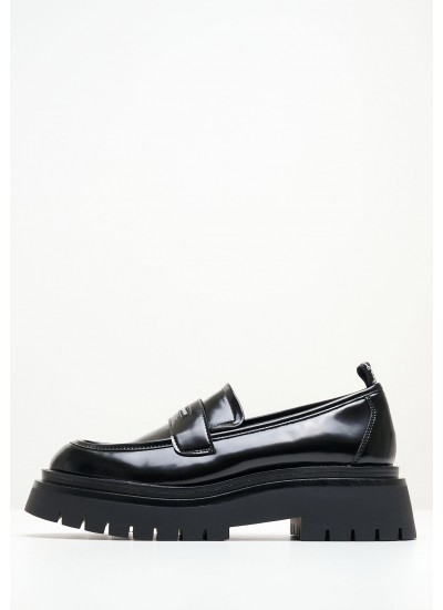 Women Moccasins Queen.Oxford Black ECOleather Pepe Jeans