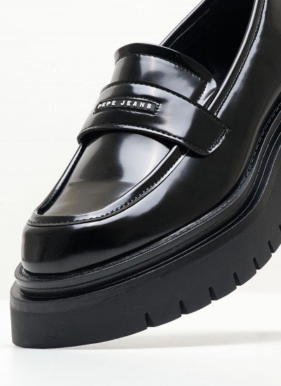 Women Moccasins Queen.Oxford Black ECOleather Pepe Jeans