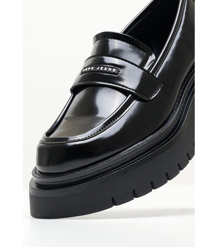 Women Moccasins Queen.Oxford Black ECOleather Pepe Jeans