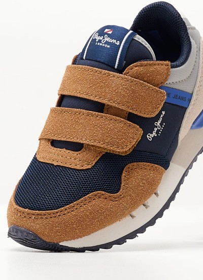 Παιδικά Παπούτσια Casual London.One Μπλε Ύφασμα Pepe Jeans