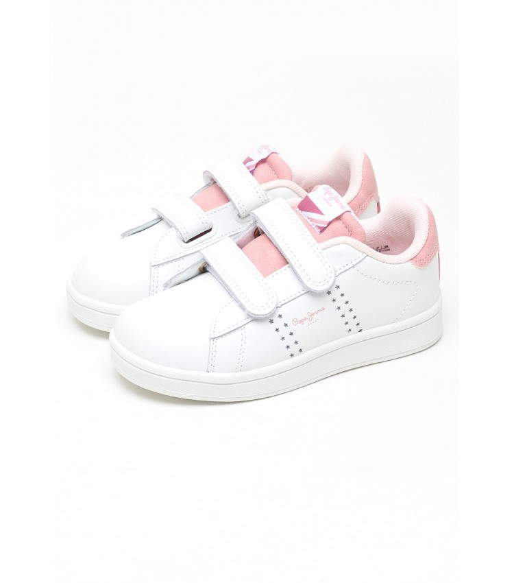 Kids Casual Shoes Soldout.Star White Leather Pepe Jeans