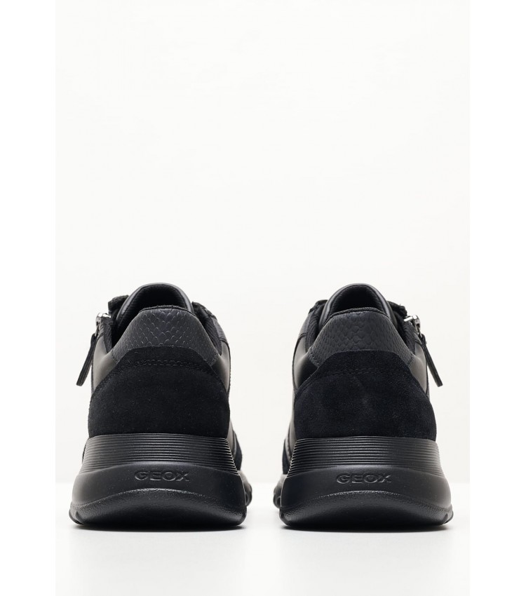 Γυναικεία Παπούτσια Casual Alleniee.Geobuck Μαύρο Δέρμα Geox