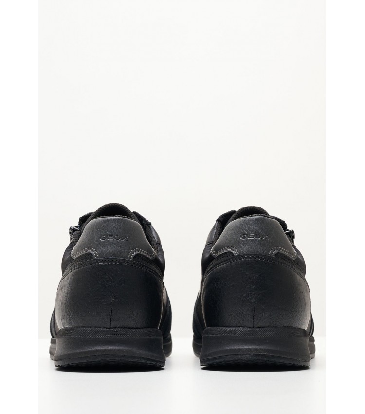 Ανδρικά Παπούτσια Casual Avery.A Μαύρο Δέρμα Geox