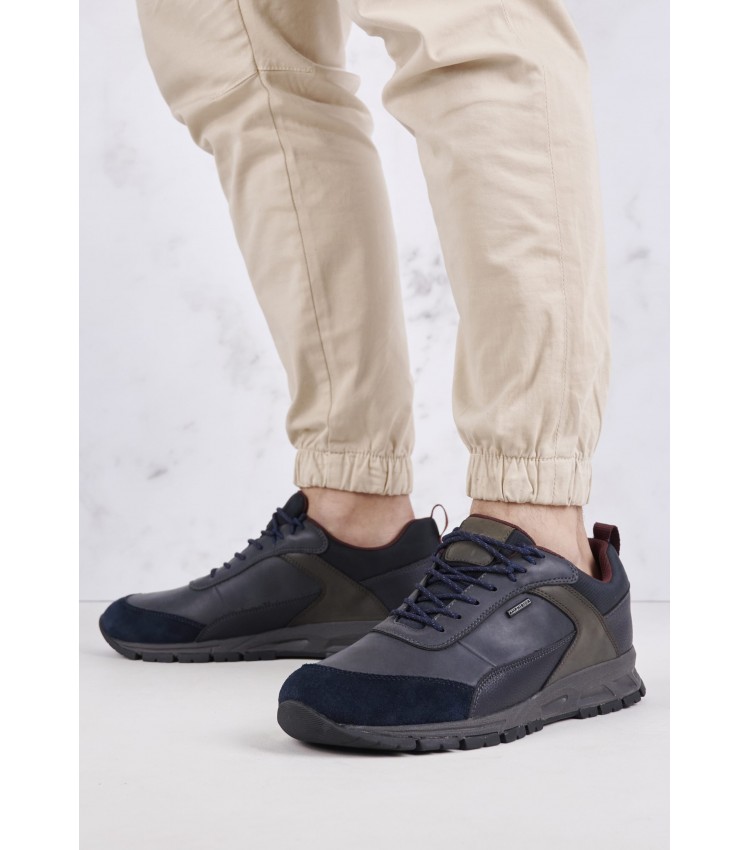 Men Casual Shoes Delray.Abx Blue ECOleather Geox