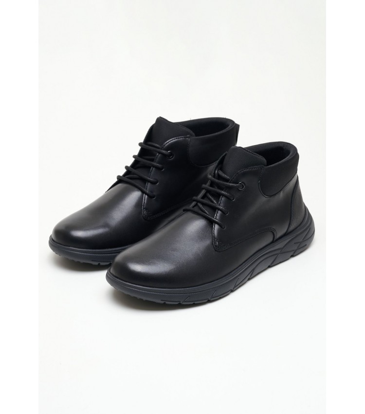 Men Boots Portello.B Black Leather Geox