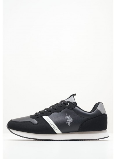 Ανδρικά Παπούτσια Casual Court.Sneaker Μαύρο Δέρμα Ralph Lauren