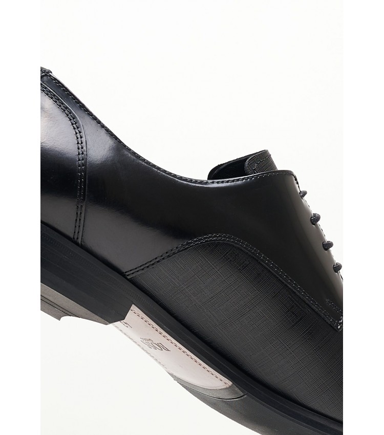 Ανδρικά Παπούτσια Δετά X4972.Glm Μαύρο Δέρμα Boss shoes