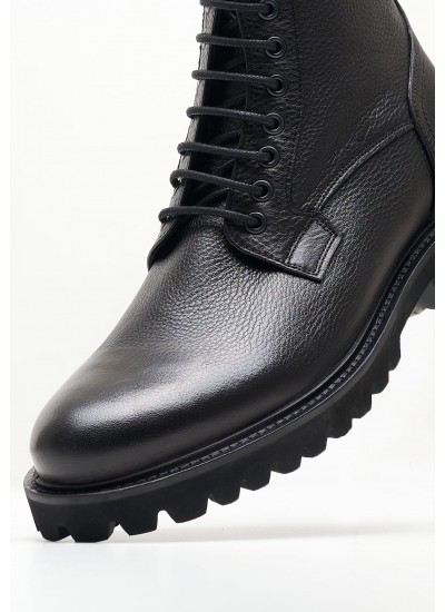 Ανδρικά Μποτάκια X5114 Μαύρο Δέρμα Boss shoes