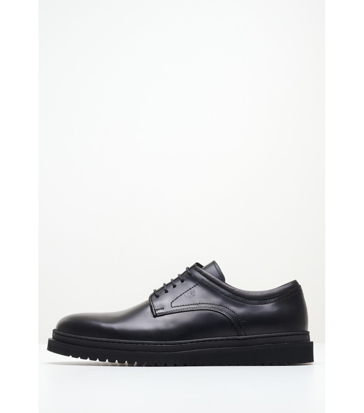 Ανδρικά Παπούτσια Δετά X6743 Μαύρο Δέρμα Boss shoes