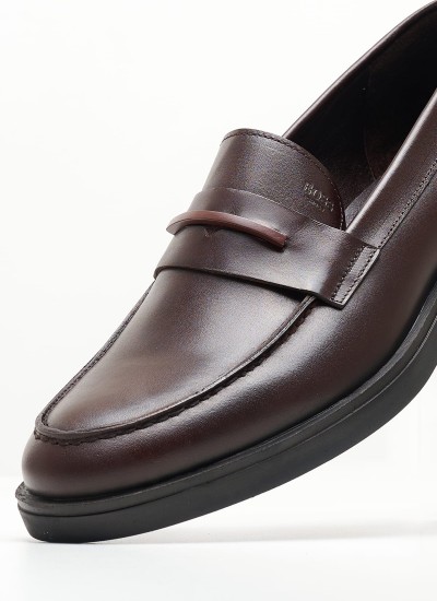 Ανδρικά Μοκασίνια R6711 Μαύρο Δέρμα Boss shoes