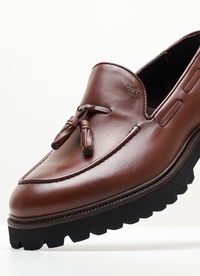 Ανδρικά Μοκασίνια R6711 Μαύρο Δέρμα Boss shoes