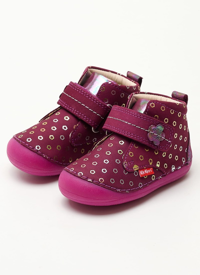 Kids Boots from the kickers brand Sabio.Prune Purple Nubuck