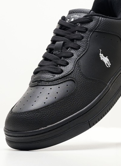 Ανδρικά Παπούτσια Casual Court.Sneaker Μαύρο Δέρμα Ralph Lauren