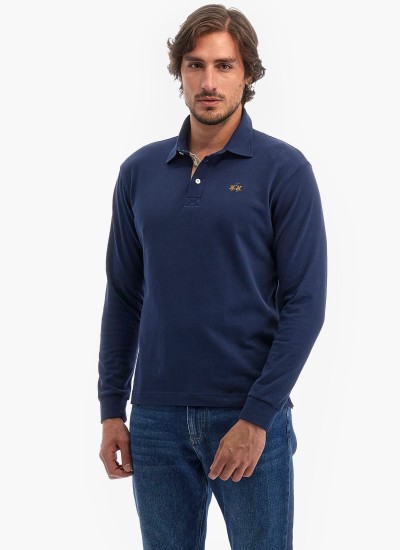 Ανδρικές Μπλούζες Polo.Hv Σκούρο Μπλε Βαμβάκι La Martina