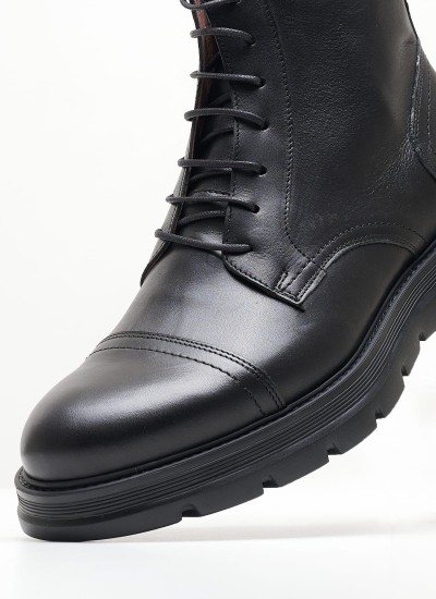Ανδρικά Μποτάκια U6795 Μαύρο Δέρμα Boss shoes