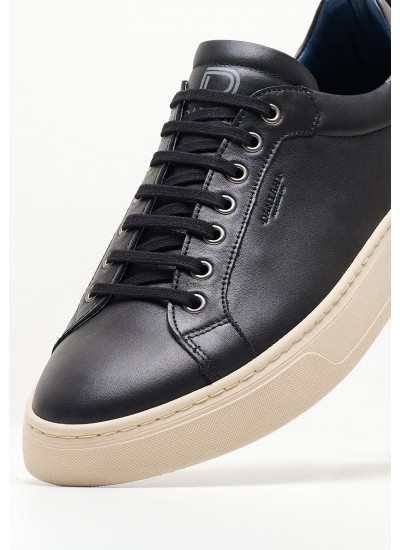 Men Casual Shoes 4306 Black Leather Damiani