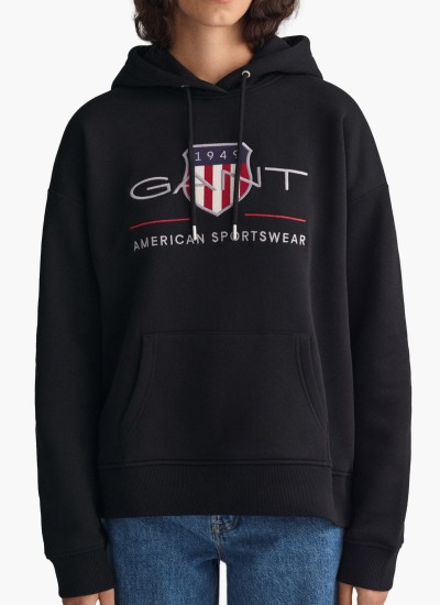 Γυνακεία Φούτερ Arc.Hoodie Σκούρο Μπλε Βαμβάκι GANT